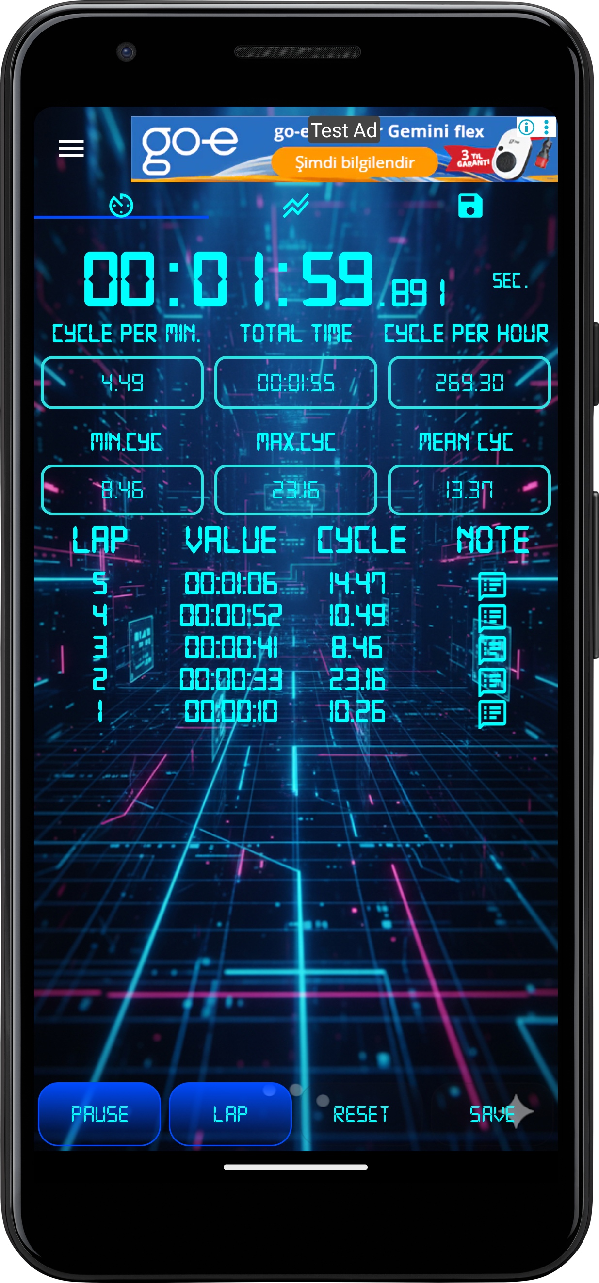 Chronometer Start Screen
